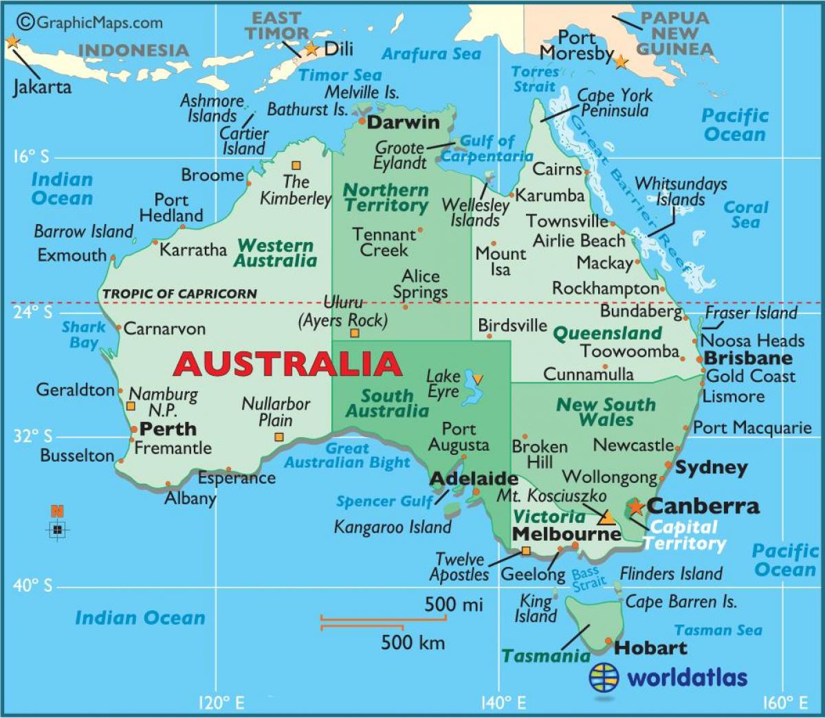 Australian map Australia on a map (Australia and New Zealand Oceania)