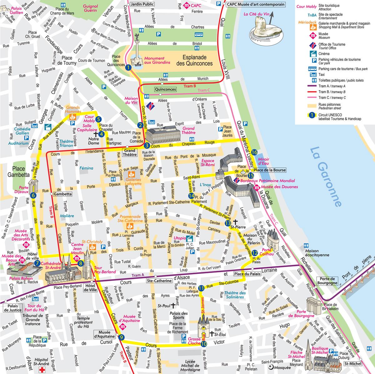 Pain Points Bordeaux centre map Bordeaux city centre map (NouvelleAquitaine