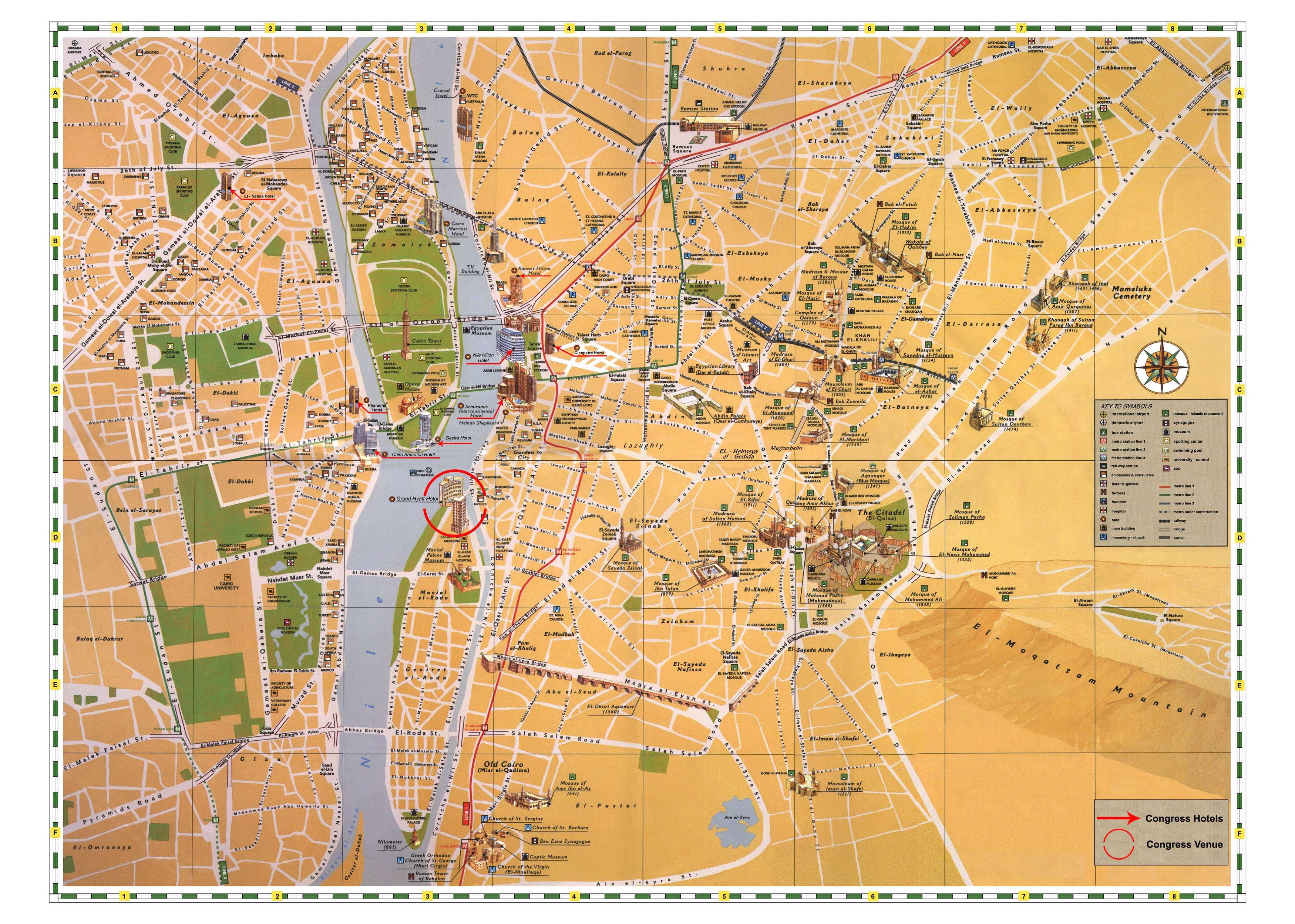 Cairo sightseeing map Cairo tourist attractions map (Egypt)