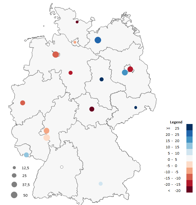 Landkarte Excel Bubble chart in the analysis on the map Maps for Excel Simple Excel