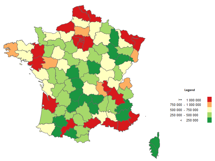 Choropleth Map Of France How to classify your data on a filled map (choropleth map)? Population
