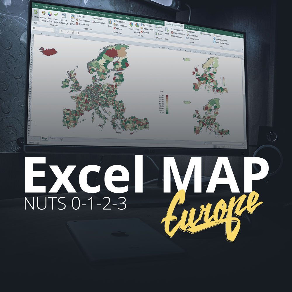 Excel Map Europe NUTS 0123 Maps for Excel Simple Excel AddIn to