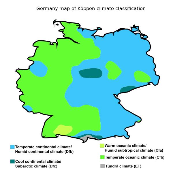 Germany climate map Map of german climate (Western Europe Europe)