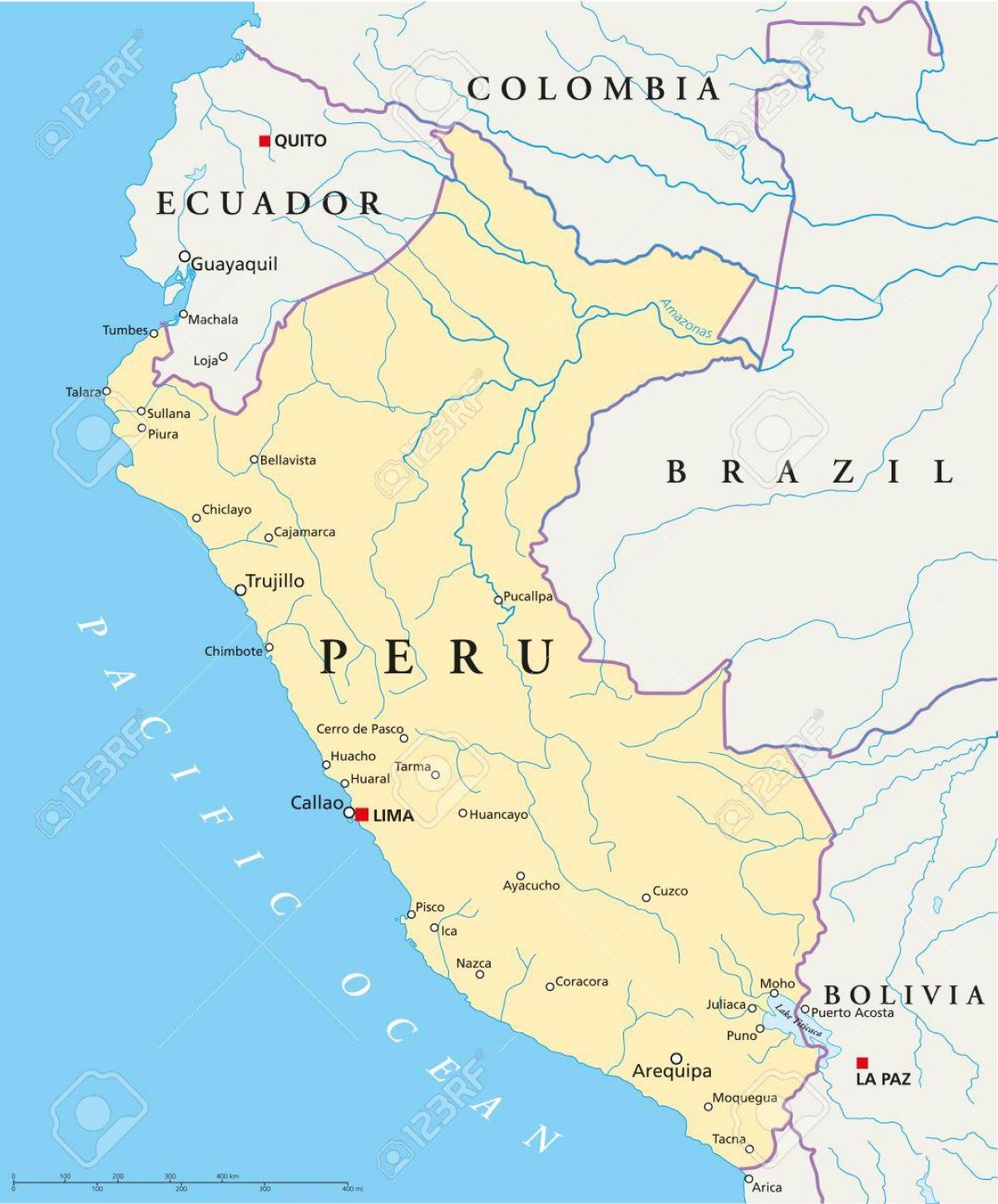 Lima on map Map of Lima on (Peru)