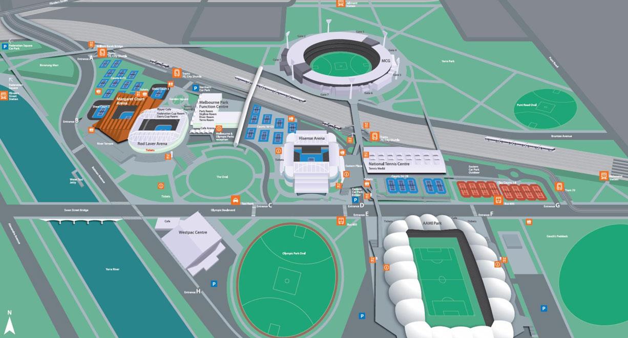 Melbourne park map Melbourne olympic park map (Australia)