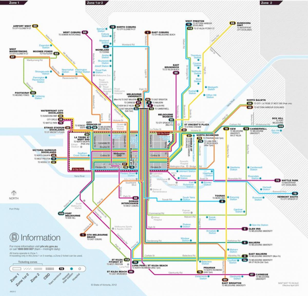 Tram Map Melbourne Australia Melbourne tram map Melbourne tram route map (Australia)
