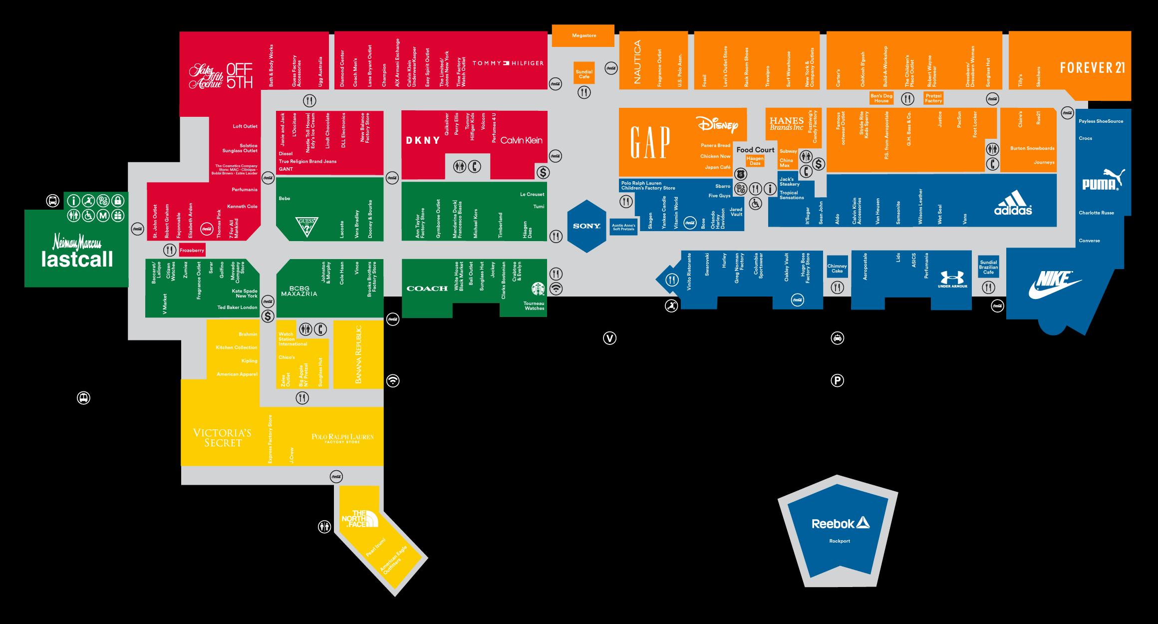 Orlando premium outlets map Premium outlets Orlando map (Florida USA)