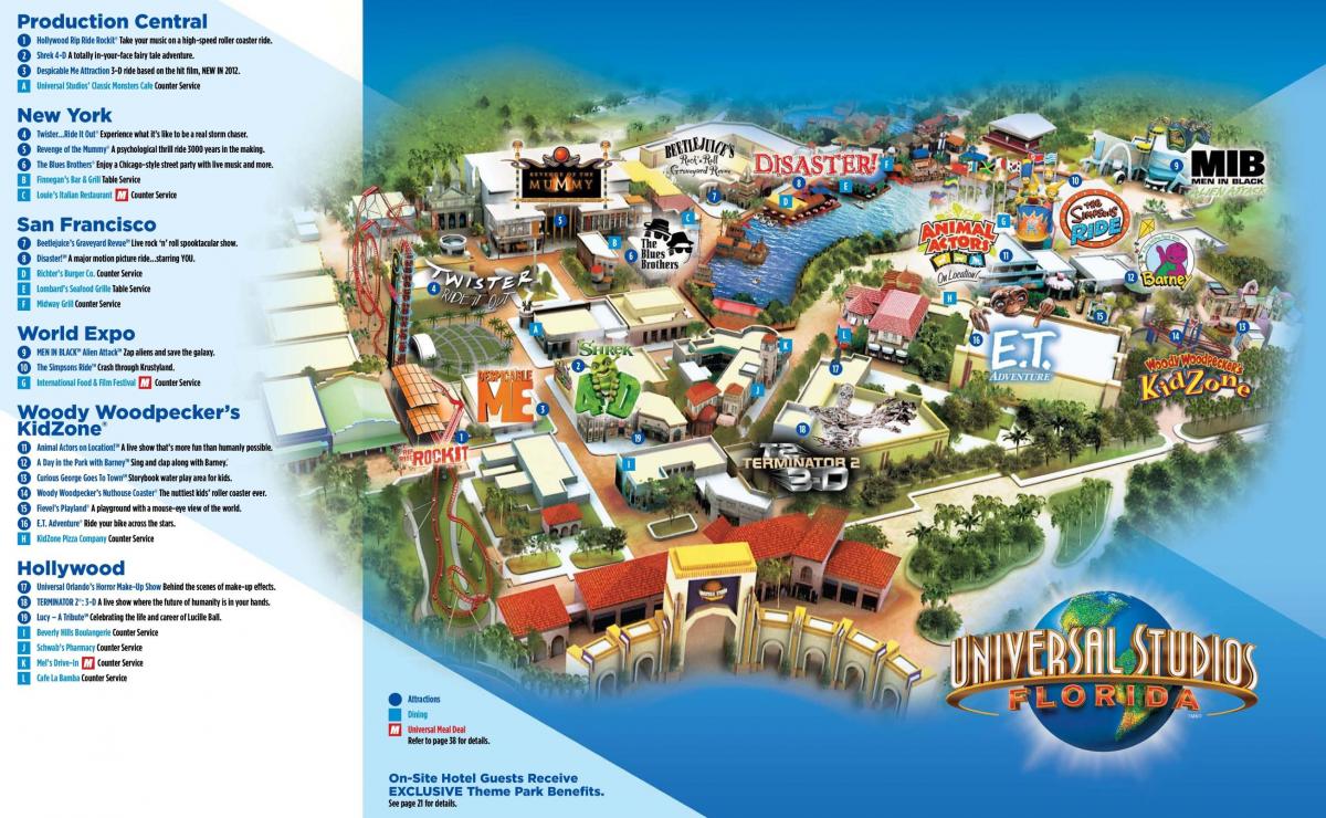 Universal Studios park map Universal Orlando park map (Florida USA)