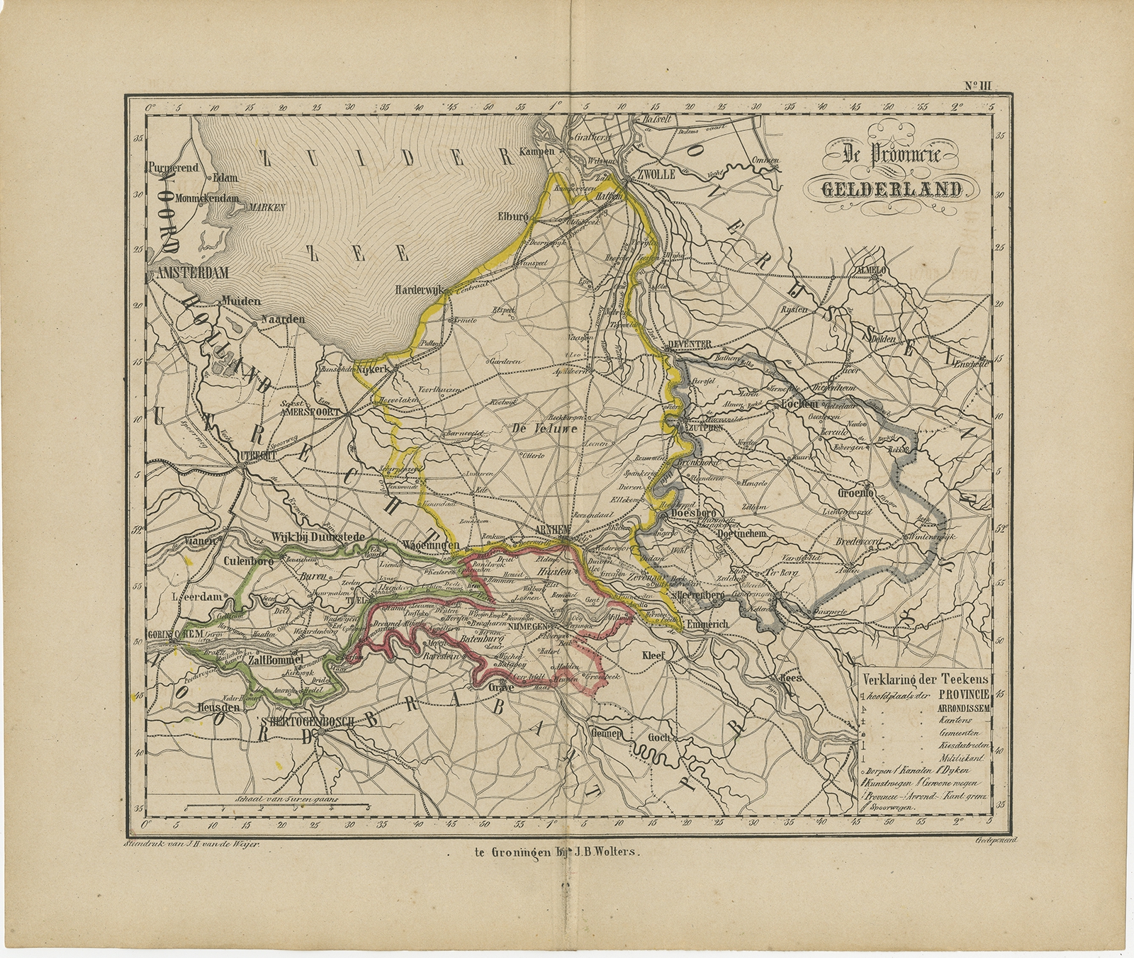 Gemeenten Gelderland Kaartik Gor Antique Map of Gelderland by Brugsma (1864) eBay