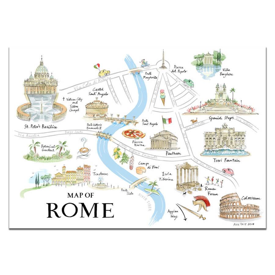 Rome map print - Map of Rome print (Lazio - Italy)