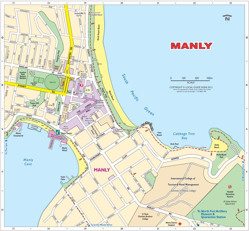 Manly beach map Map of manly beach (Australia)