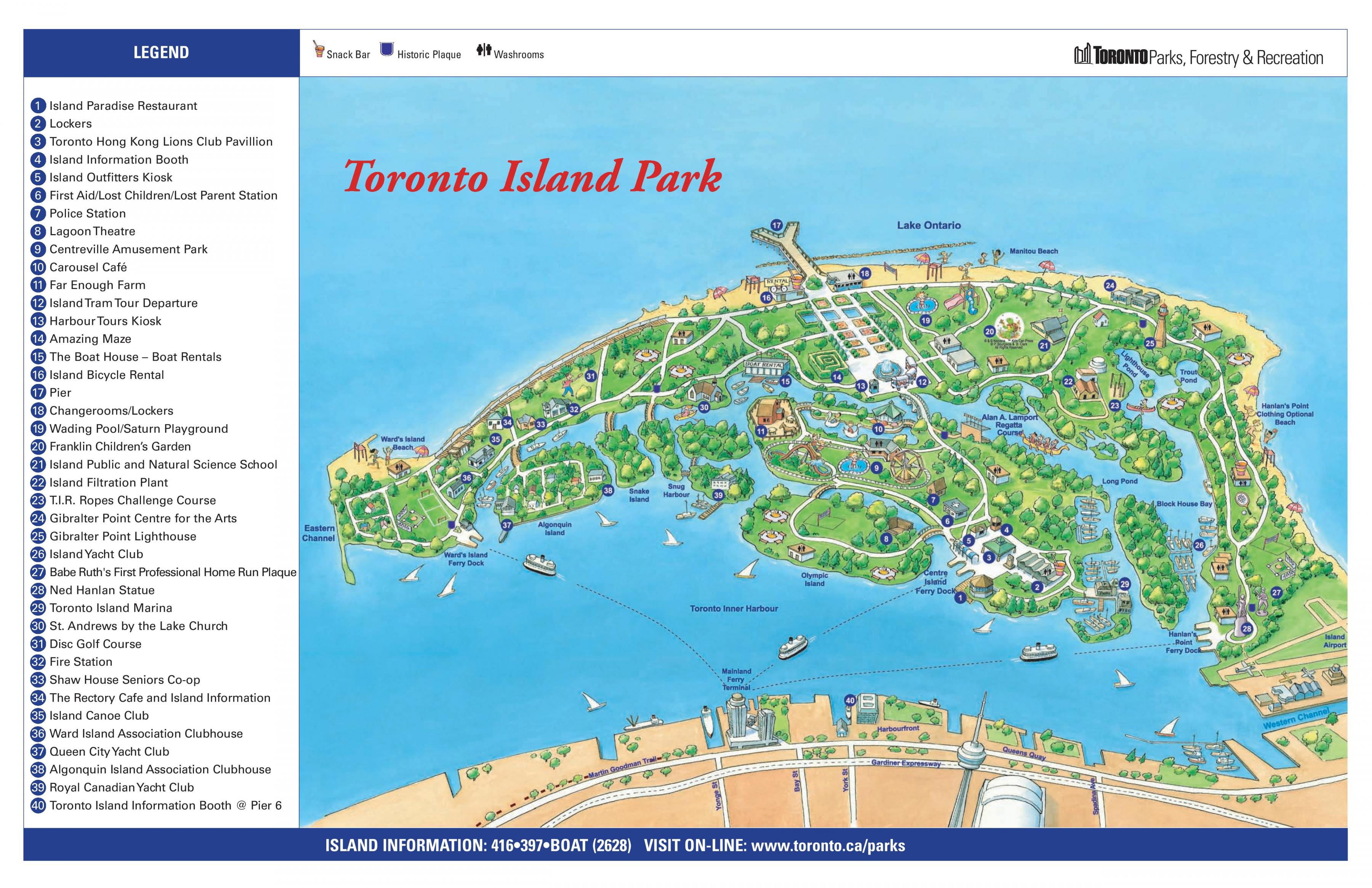 Toronto island map Map of Toronto island (Canada)