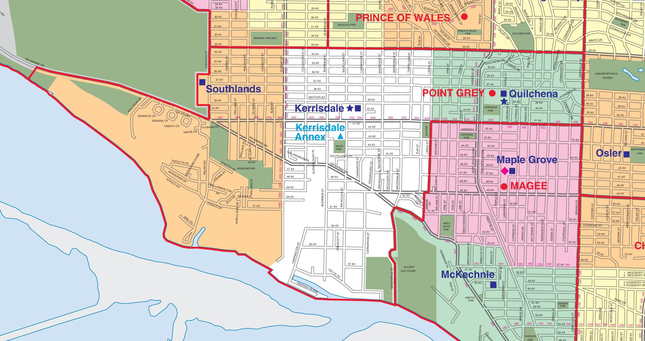Vsb catchent map Vancouver catchment map (British Columbia Canada)