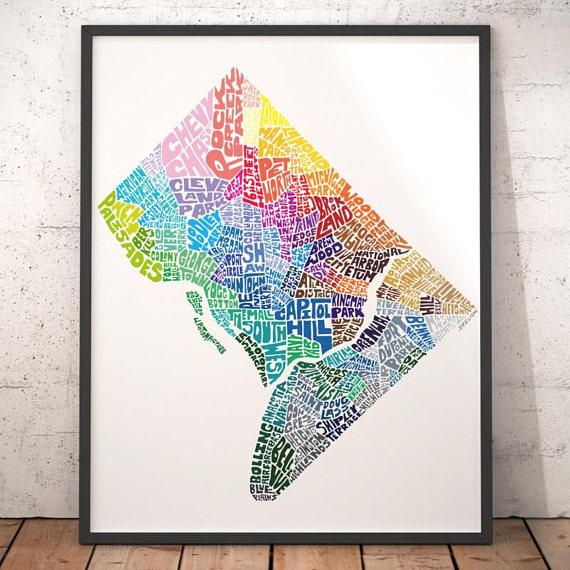 Dc map art Washington dc map art (District of Columbia USA)