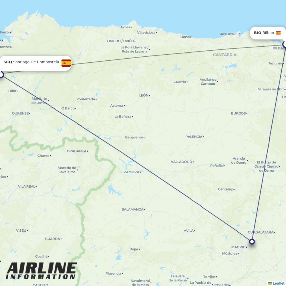 Airlines with flights from Bilbao to Santiago De Compostela (BIO to SCQ