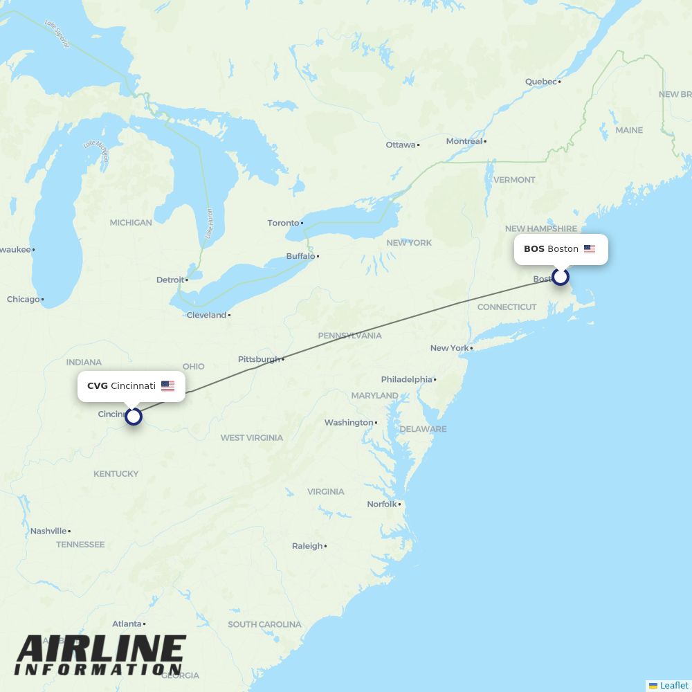 Airlines with flights from Boston to Cincinnati (BOS to CVG) Airline