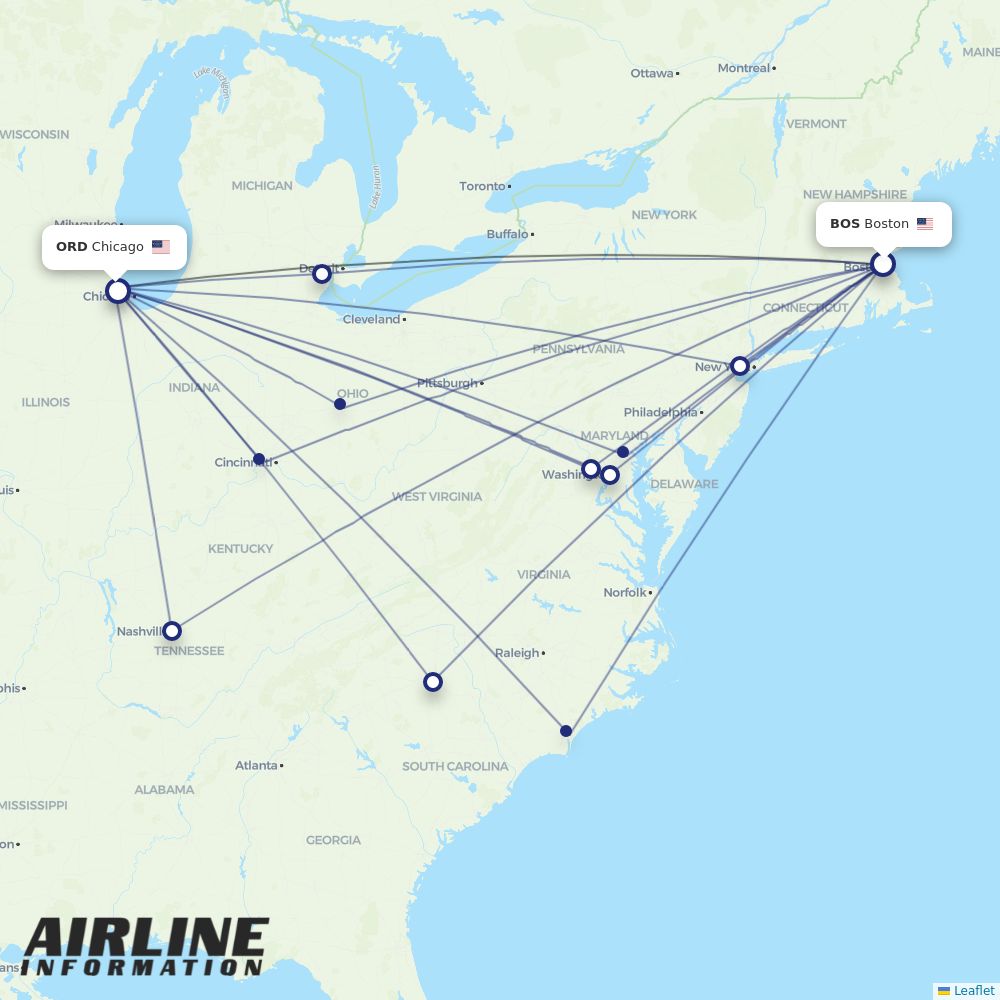 Airlines with flights from Boston to Chicago (BOS to ORD) Airline