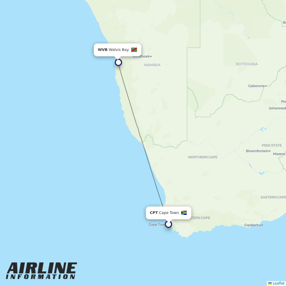 Airlines with flights from Cape Town to Walvis Bay (CPT to WVB