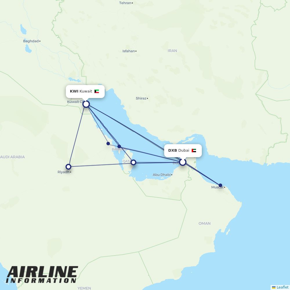 Airlines with flights from Dubai to Kuwait (DXB to KWI) Airline
