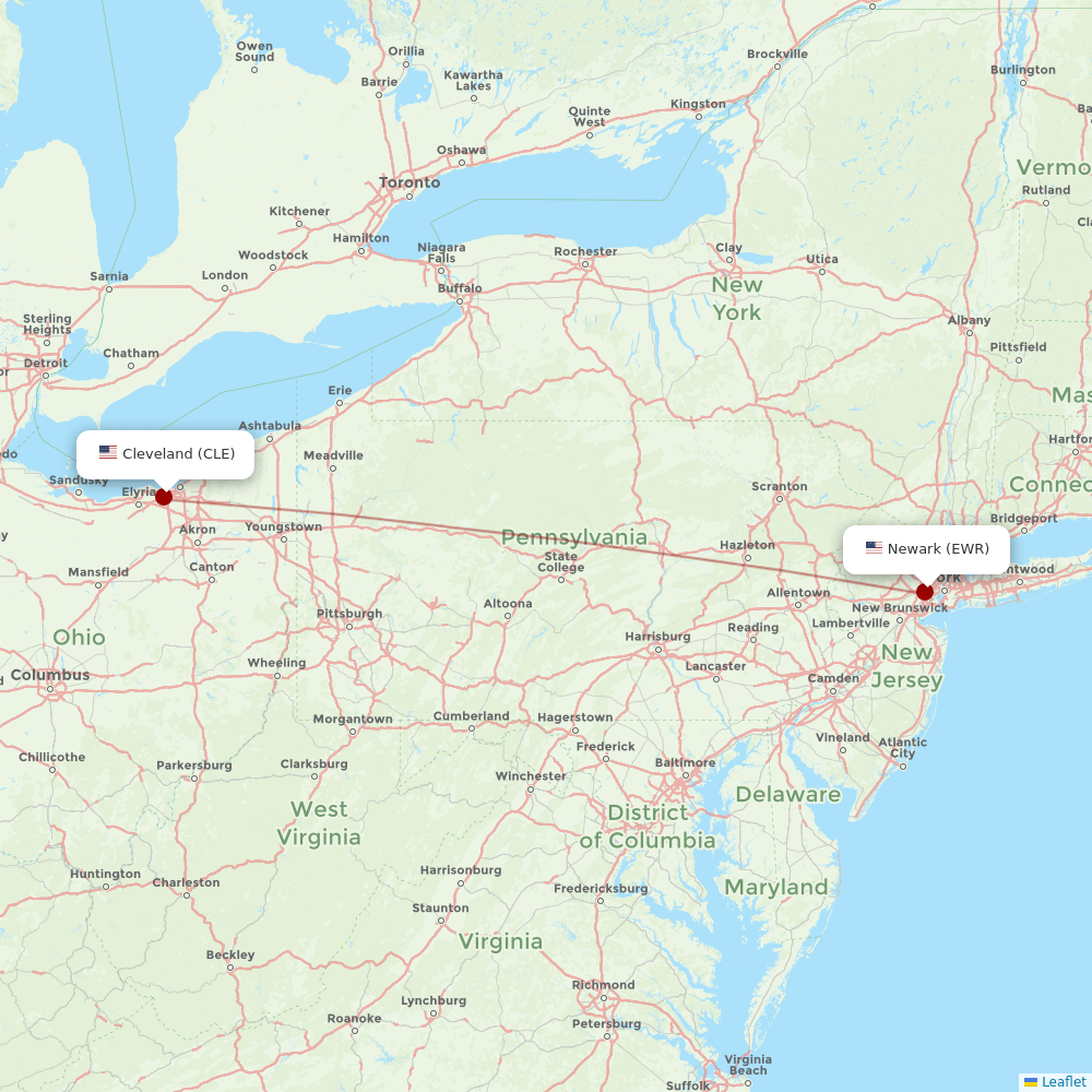 Airlines with flights from New York to Cleveland (EWR to CLE) Airline Information