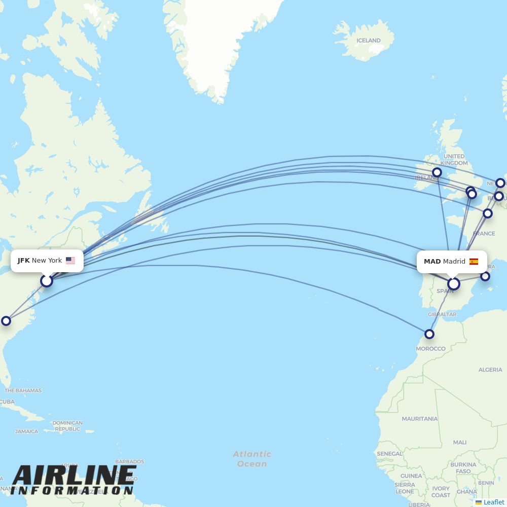 Airlines with flights from New York to Madrid (JFK to MAD) Airline