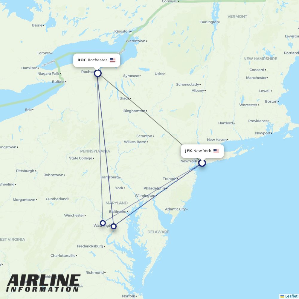 Airlines with flights from New York to Rochester (JFK to ROC) Airportmaps