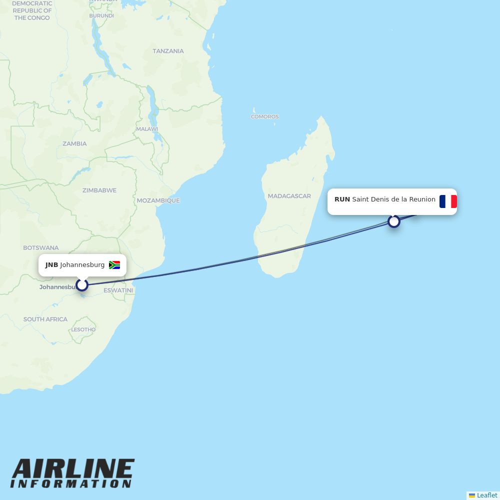 Airlines with flights from Johannesburg to Saint Denis de la Reunion