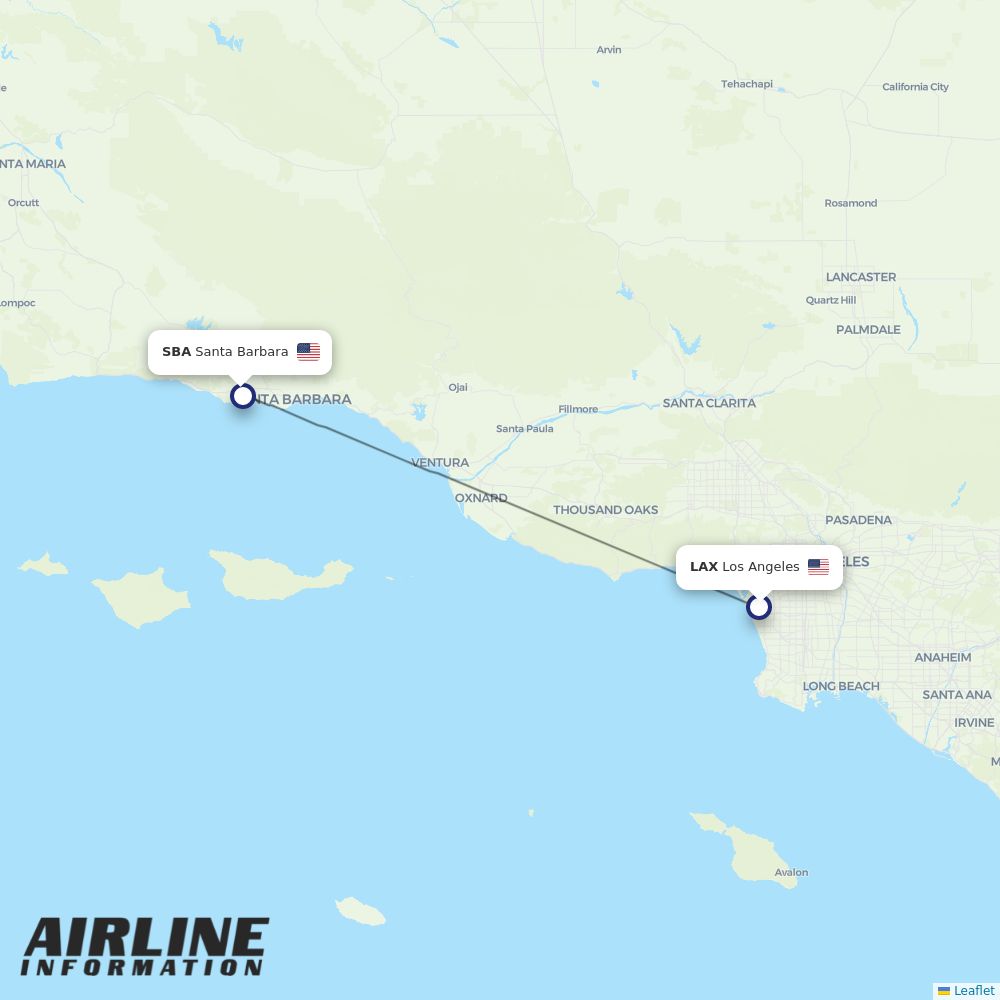 Airlines with flights from Los Angeles to Santa Barbara (LAX to SBA