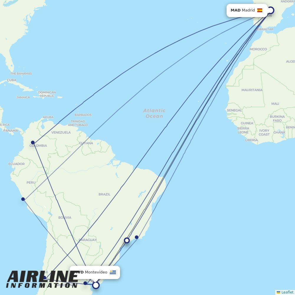 Airlines with flights from Madrid to Montevideo (MAD to MVD) Airline