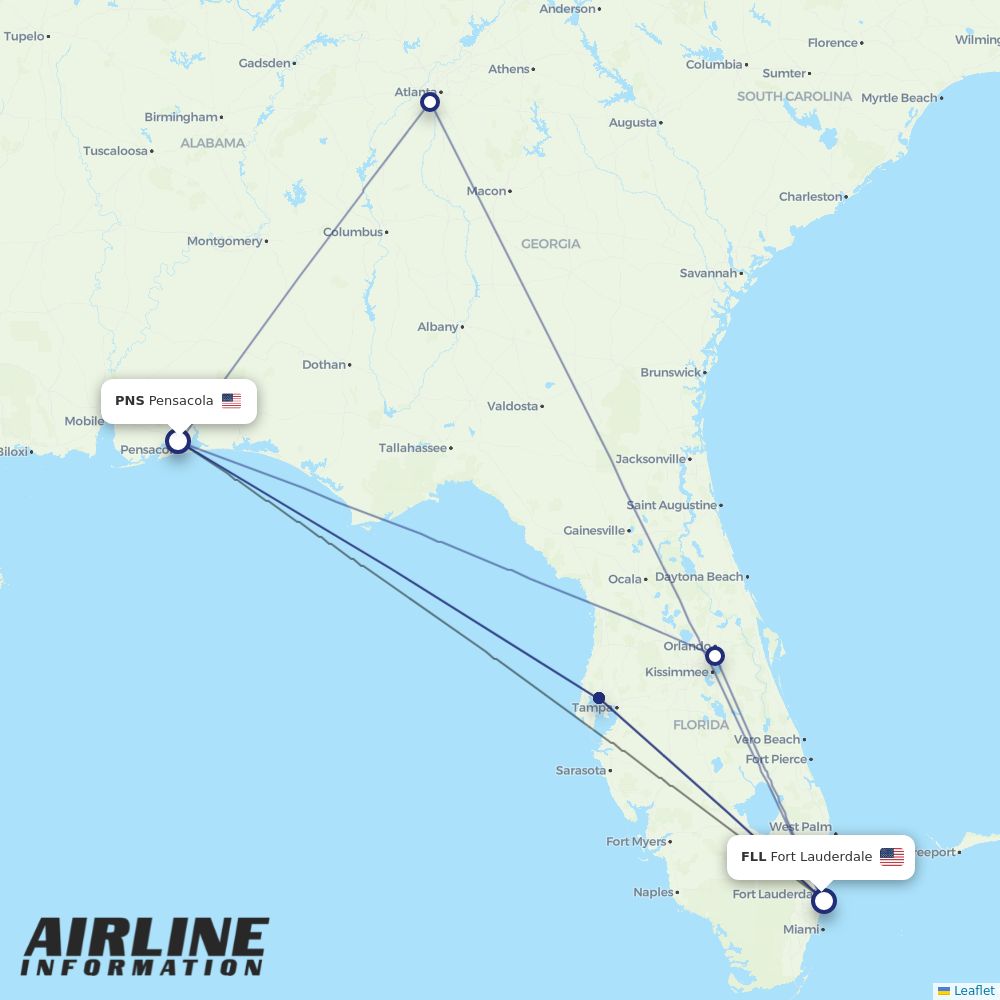 Airlines with flights from Pensacola to Fort Lauderdale (PNS to FLL