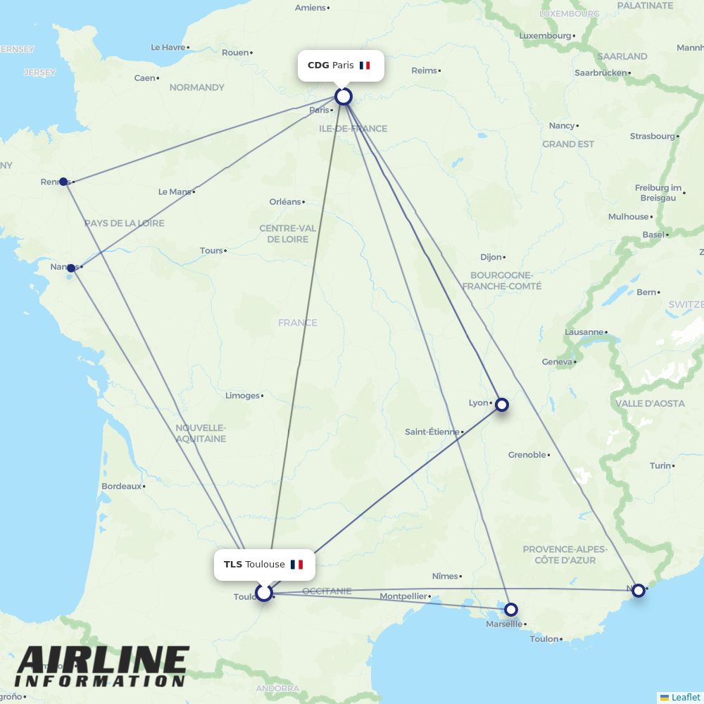 Airlines with flights from Toulouse to Paris (TLS to CDG) Airline