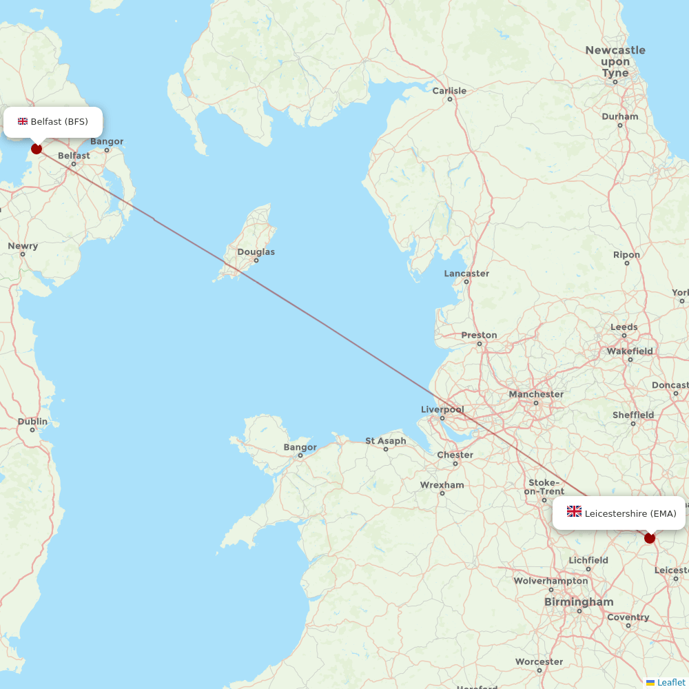 Airlines with flights from Belfast to Leicestershire (BFS to EMA
