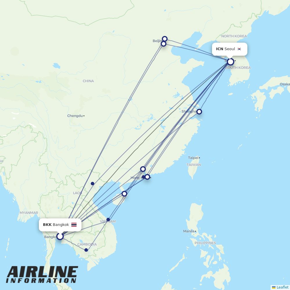 Airlines with flights from Bangkok to Seoul (BKK to ICN) Airline