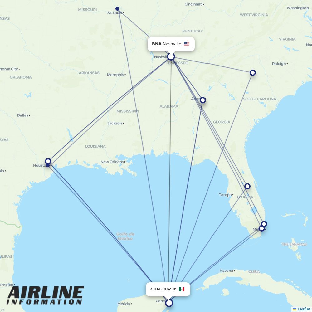 Airlines with flights from Nashville to Cancun (BNA to CUN) Airline