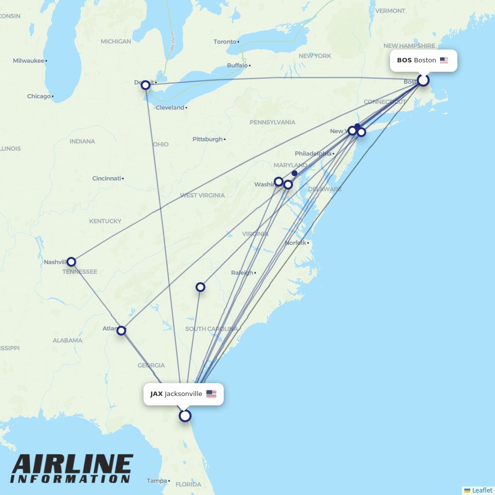 Airlines with flights from Boston to Jacksonville (BOS to JAX) Airline Information