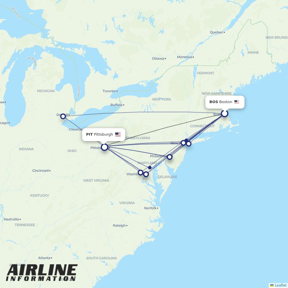 Airlines with flights from Boston to Pittsburgh (BOS to PIT) Airline Information