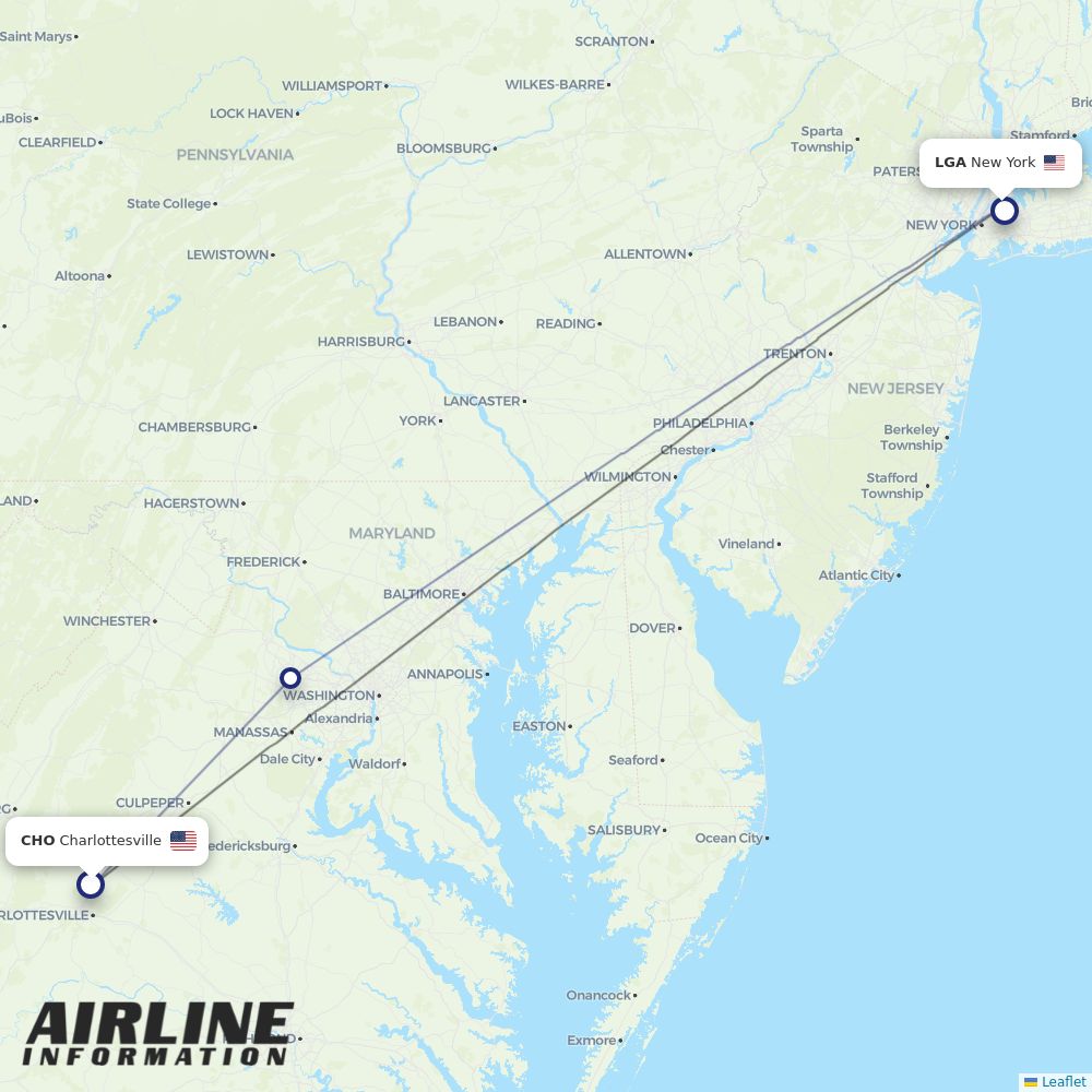Airlines with flights from Charlottesville to New York (CHO to LGA