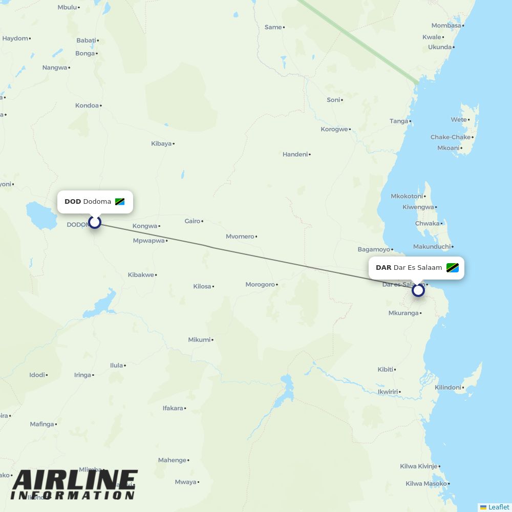 Air Tanzania airline TC flights, airports Airline Information