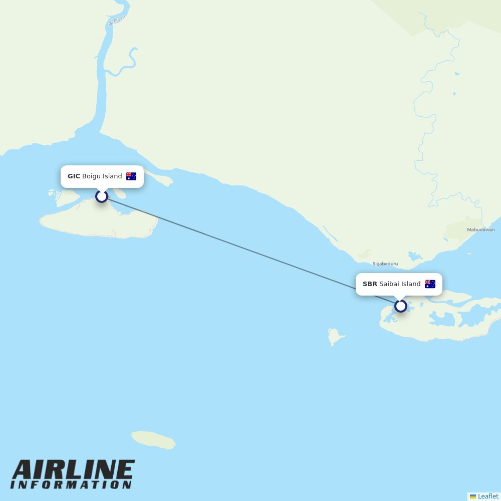 Airlines with flights from Boigu Island to Saibai Island (GIC to SBR