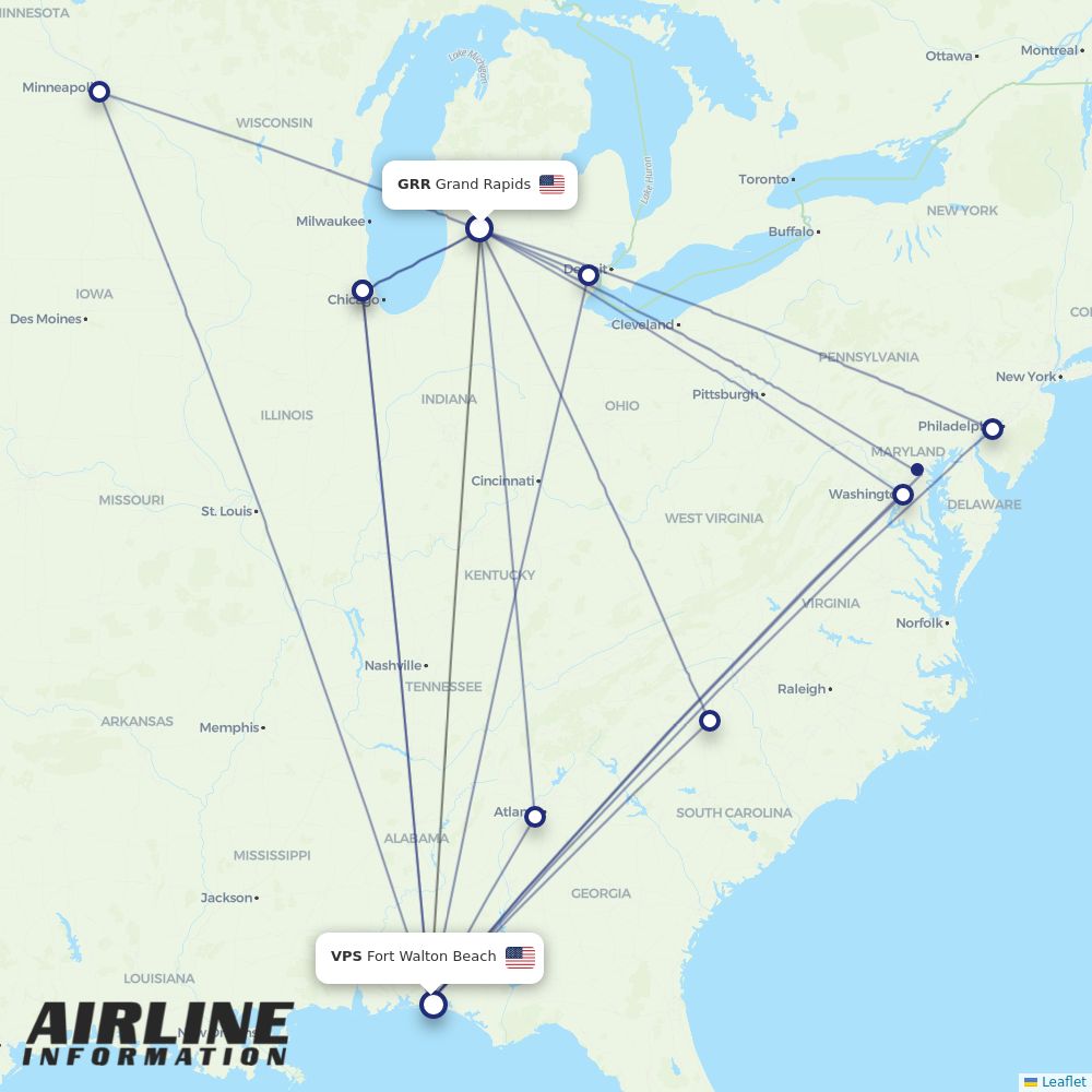 Airlines with flights from Grand Rapids to Fort Walton Beach (GRR to
