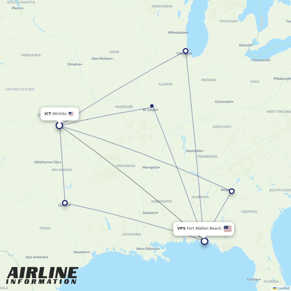 Airlines with flights from Wichita to Fort Walton Beach (ICT to VPS