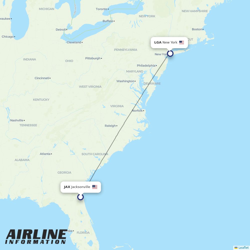 Airlines with flights from Jacksonville to New York (JAX to LGA) Airline Information
