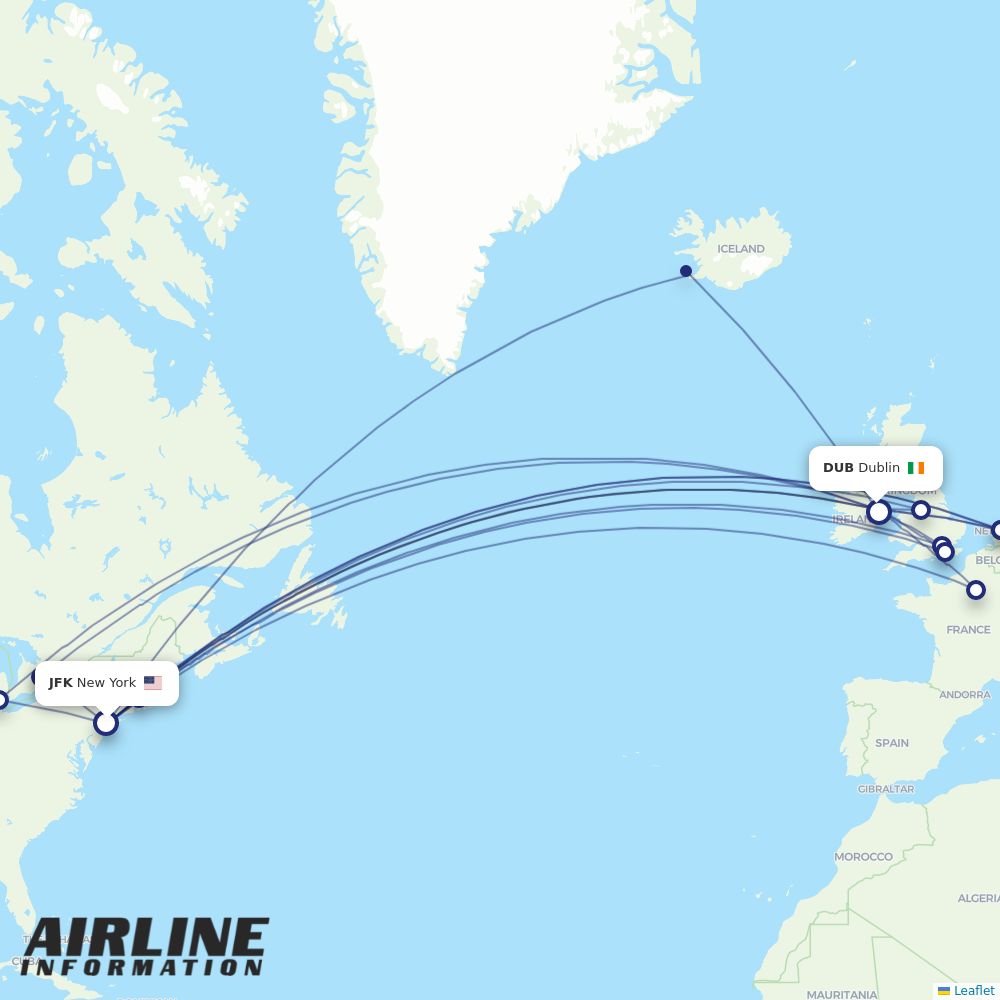 Airlines with flights from New York to Dublin (JFK to DUB) Airline