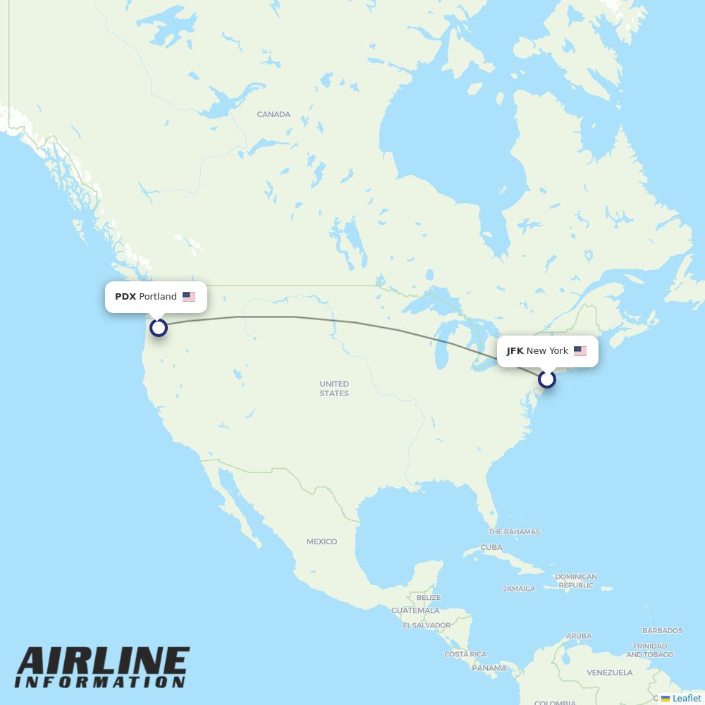 Airlines with flights from New York to Portland (JFK to PDX) Airportmaps