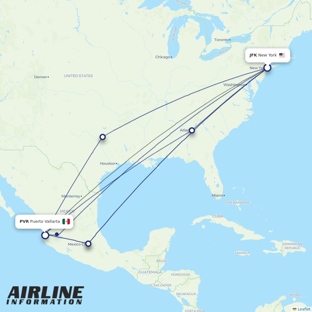 Airlines with flights from New York to Puerto Vallarta (JFK to PVR