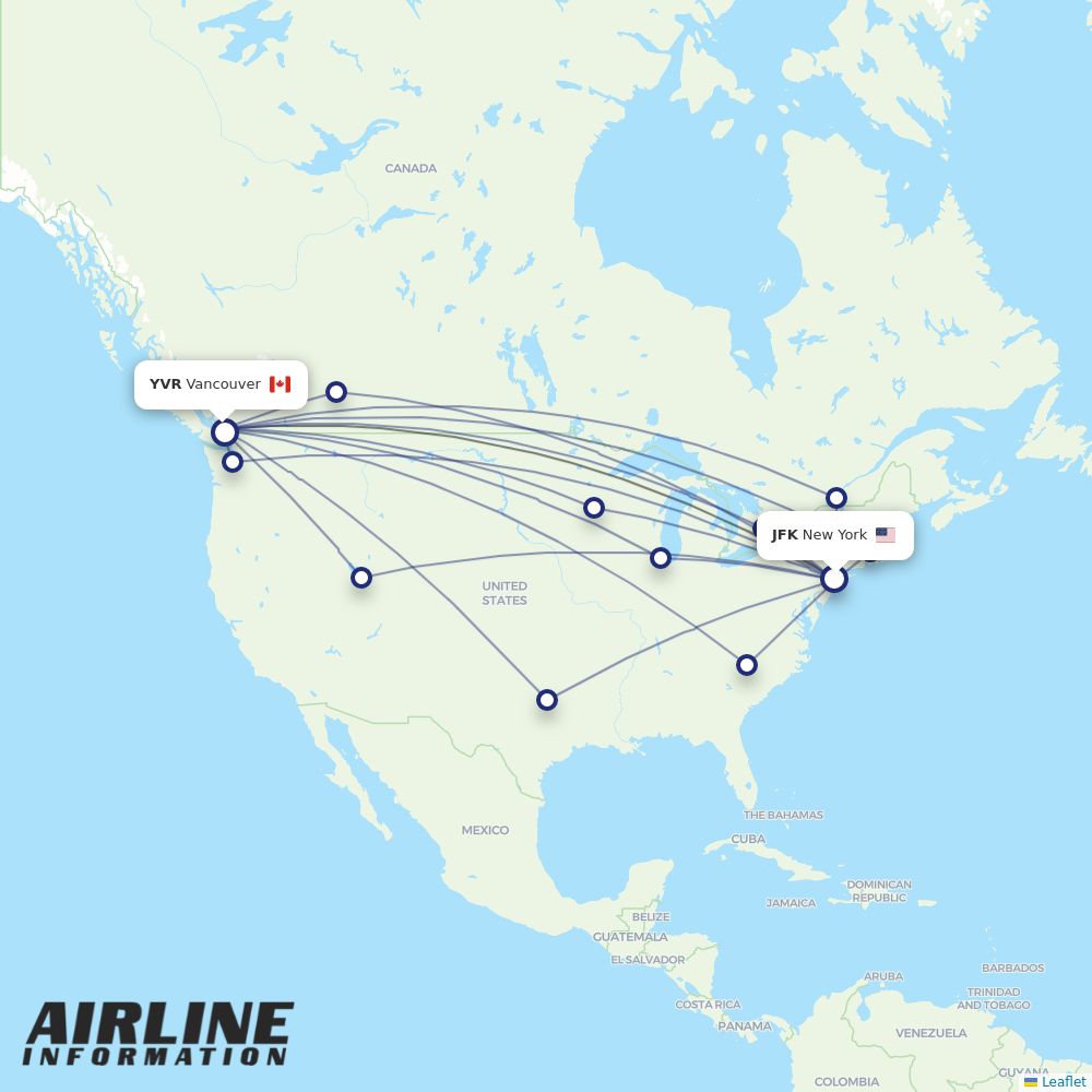 Airlines with flights from New York to Vancouver (JFK to YVR) Airline