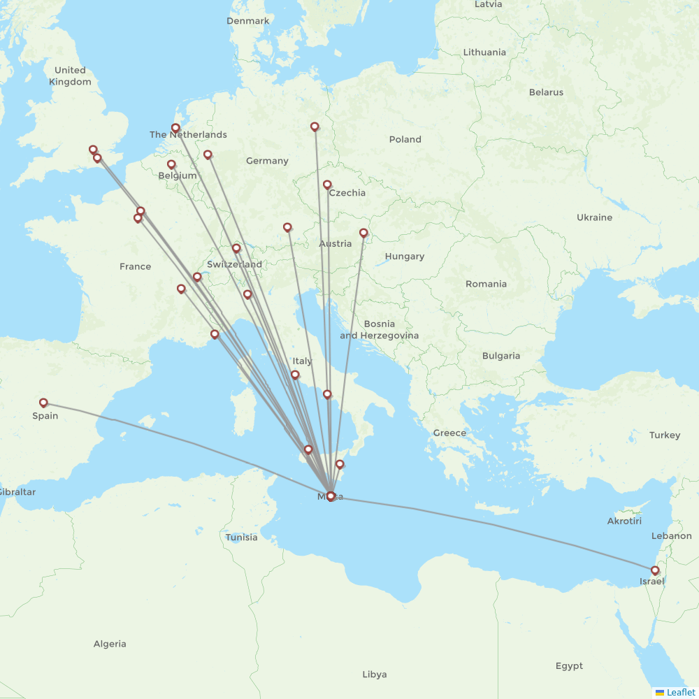 Air Malta airline KM flights, airports