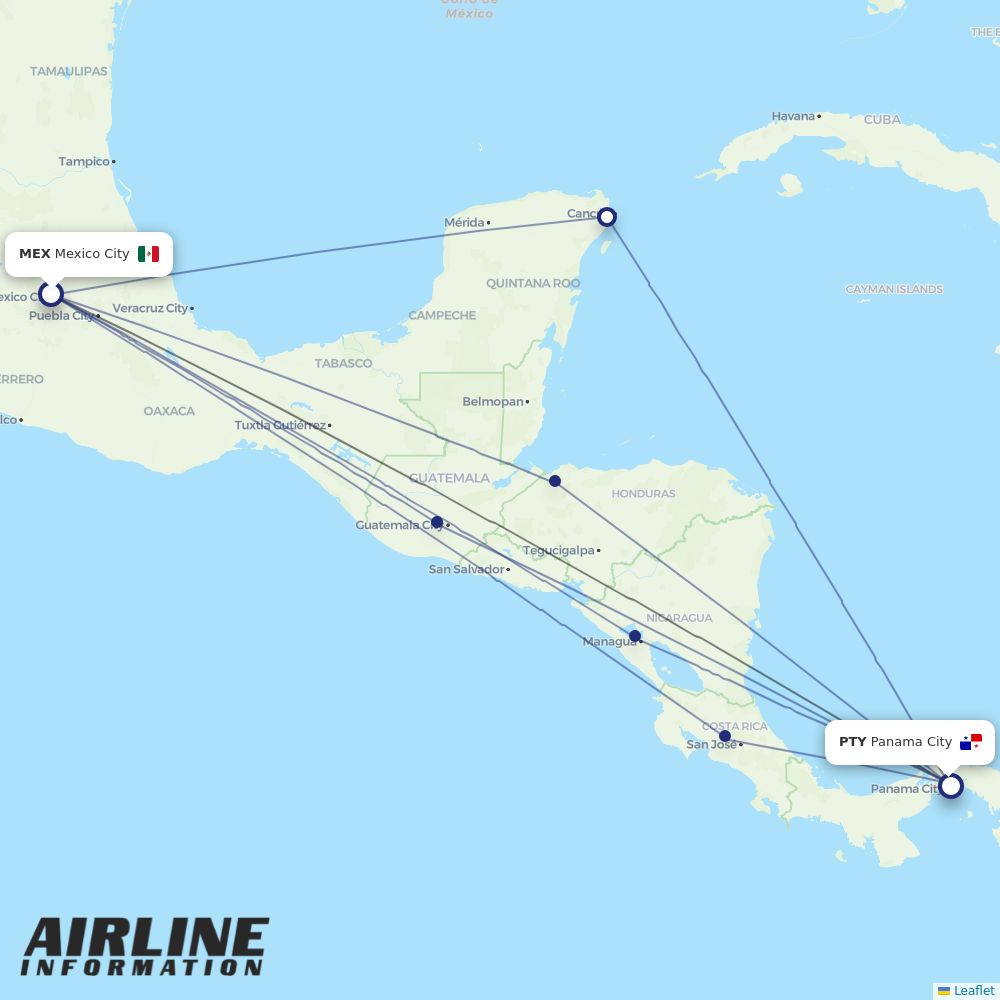 Airlines with flights from Mexico City to Panama City (MEX to PTY