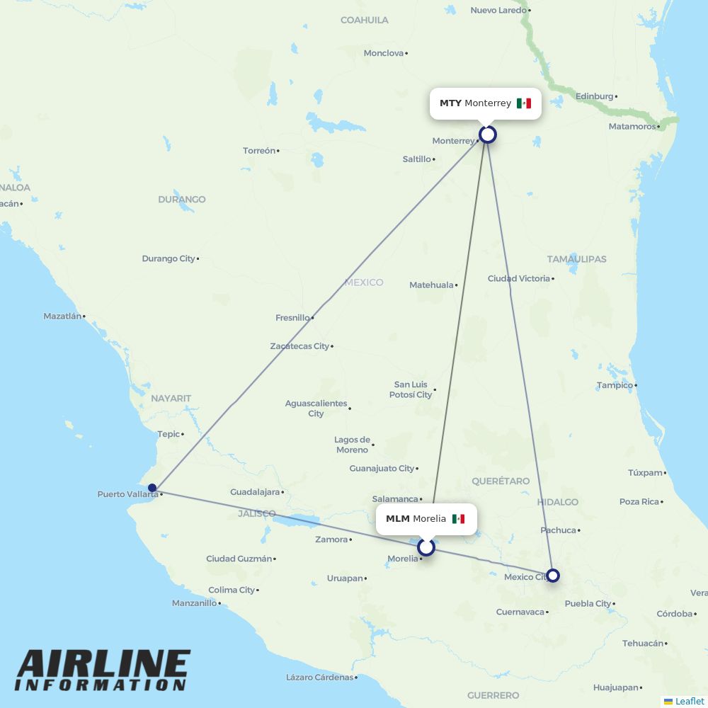 Airlines with flights from Morelia to Monterrey (MLM to MTY) Airline