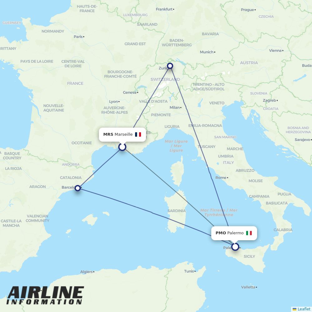 Airlines with flights from Marseille to Palermo (MRS to PMO) Airline Information